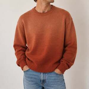 Vintage 70s Sears Sweater Crewneck Rust Orange Ombre Wool Blend Size Mens Medium